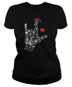 Hand christmas hat bling t shirt