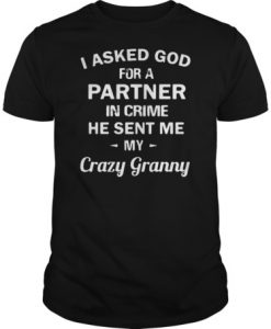 I asked God for a partner in crime he sent me my crazy granny t shirt