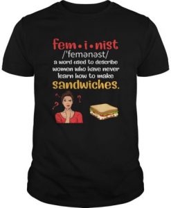 fem-i-nist - A Word Used To Describe Women Who Have Never Learn How To Make Sandwhiches t shirt