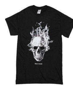 Skull Don't panic t shirt