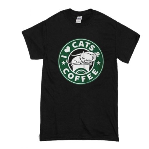 i love cats coffee t shirt