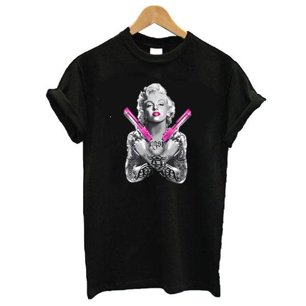 Marilyn Monroe With Pink Guns t shirt