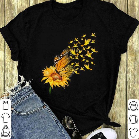 Birds Sunflower butterfly t shirt