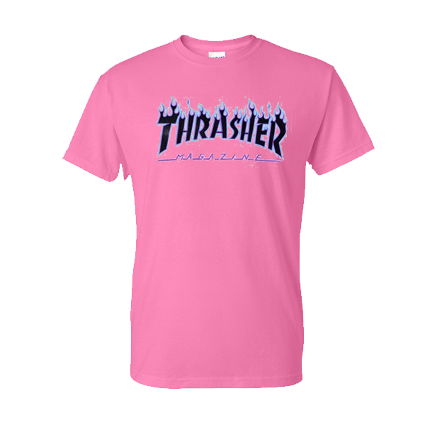 Pink thrasher blue flame t shirt