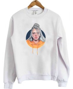 Billie Eilish With Orange hoodie sweatshirt