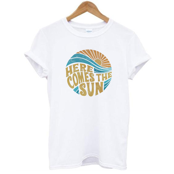 Here comes the sun vintage inspired beach graphic t shirt