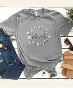 Blessed white flower t shirt