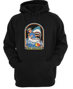 Funny Stay Positive Shark Attack Retro Comedy hoodie