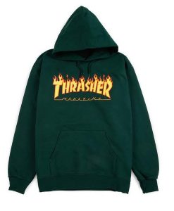 Forest Green Thrasher Flame Logo hoodie